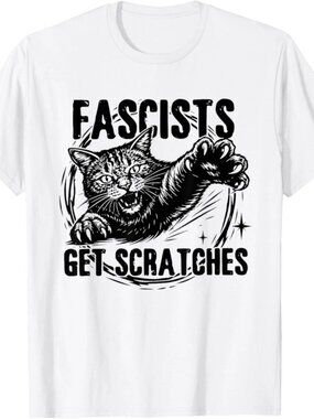 Black Cats Against Fascists Get Scratches T-Shirt 261